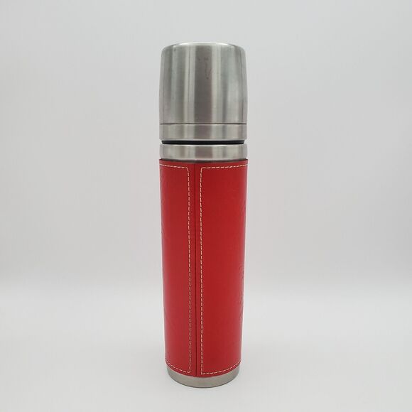 Starbucks Stainless Steel Thermos 2004 Mug Red Leather Floral Sleeve 12oz - Picture 11 of 14